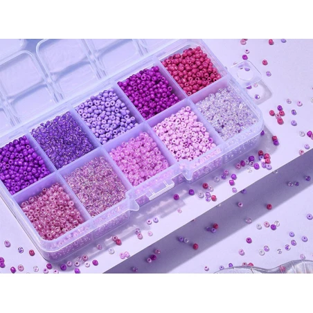 Boite De Perles De Rocailles - 10 Nuances Violettes - 2,5mm - 8500 Pcs – Image 10