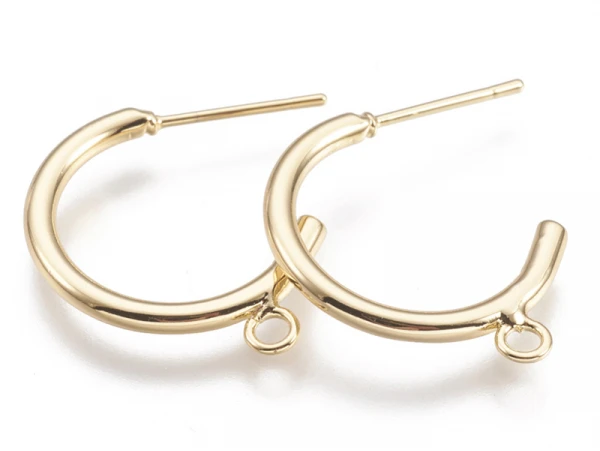 Boucles Créoles Avec Anneau - Diamètre 24 Mm - Laiton Doré à L'or Fin 24K – Image 2