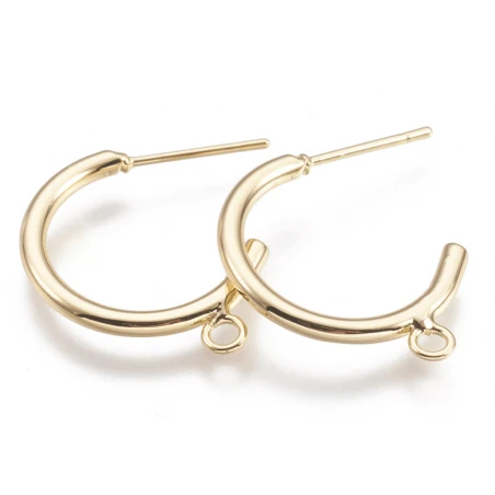 Boucles Créoles Avec Anneau - Diamètre 24 Mm - Laiton Doré à L'or Fin 24K – Image 4