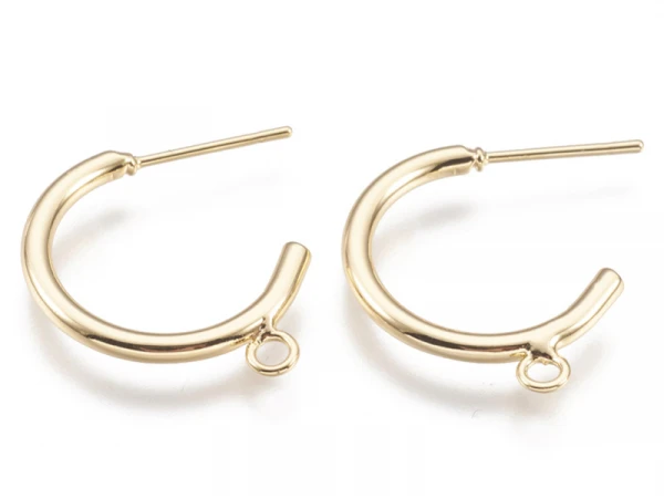 Boucles Créoles Avec Anneau - Diamètre 24 Mm - Laiton Doré à L'or Fin 24K