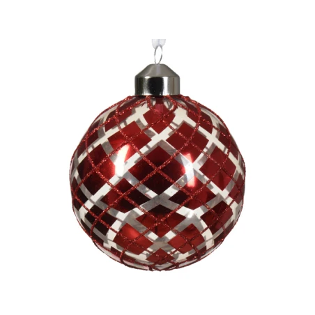 Boule De Noël En Verre - Motif Aléatoire - Argent Et Rouge - 8 Cm – Image 4