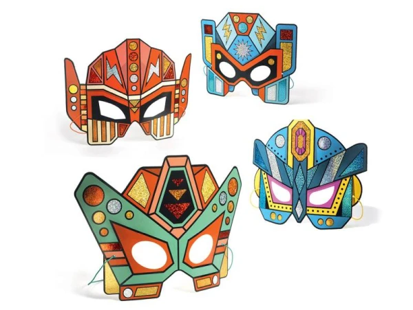 Djeco Coffret DIY Masques Super Robots à Métalliser – Image 2