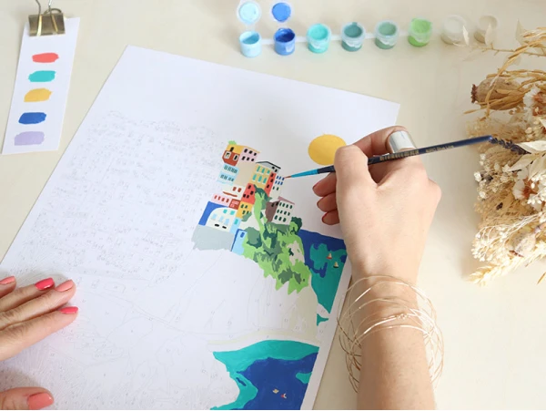 Coffret Peinture Au Numéro - Petit Pinceau - Cinque Terre Par Kenzie Elston – Image 2