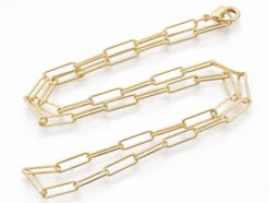 Collier 46 Cm - Chaîne Trombone - Doré à L'or Fin 18K