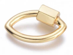 Fermoir Mousqueton à Visser Forme Oeil - 19 X 12 Mm - Doré à L'or Fin 18 K