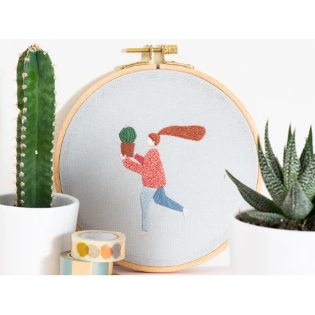 Kit De Broderie Traditionnelle - "plant Lady" - La Jeune Fille Au Cactus Par Slow Evenings – Image 16