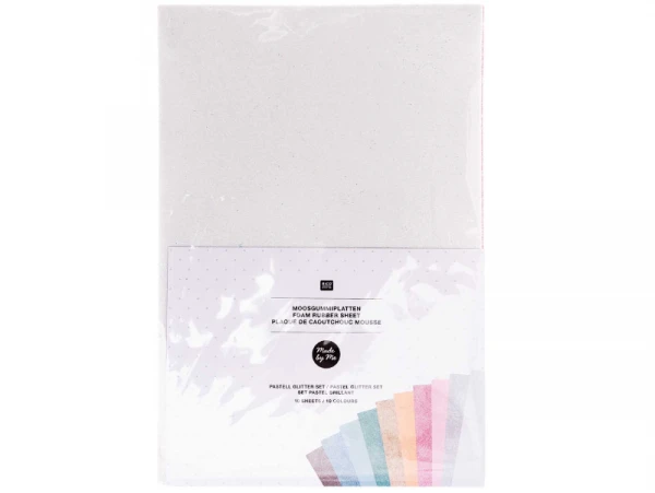 Lot De 10 Feuilles De Caoutchouc Mousse A4 - Plaques Pastelles à Paillettes