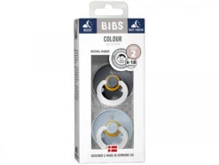 Lot De 2 Tétines Bibs Colour T2 - Gris Fer Phosphorescent & Bleu Layette Phosphorescent