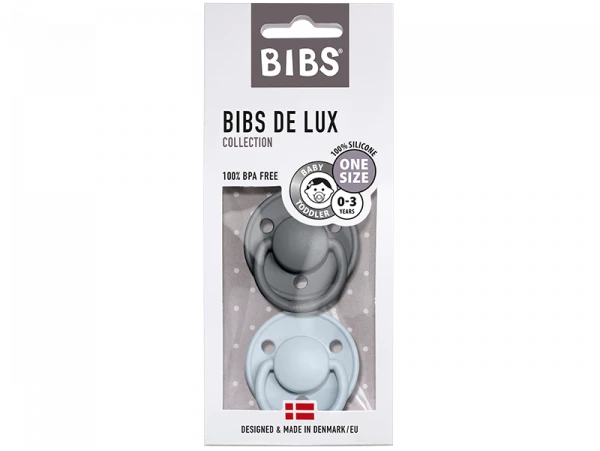 Lot De 2 Tétines Bibs De Lux Taille Unique - Gris Fer & Bleu Layette