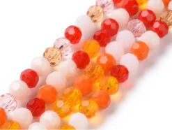 Lot De 50 Perles Rondes Facettées - 5 Mm - Tons Orangés