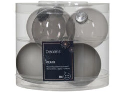 Lot De 6 Boules En Verre Grises Transparentes Et Transclucides - 6 Cm