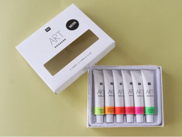 Lot De 6 Tubes 12 Ml De Gouache Fine Couleur Néon – Image 2