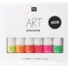 Lot De 6 Tubes 12 Ml De Gouache Fine Couleur Néon