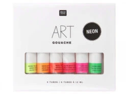 Lot De 6 Tubes 12 Ml De Gouache Fine Couleur Néon