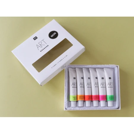 Lot De 6 Tubes 12 Ml De Gouache Fine Couleur Néon – Image 4