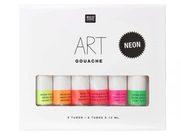 Lot De 6 Tubes 12 Ml De Gouache Fine Couleur Néon