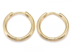 Boucles D'oreilles Créoles Huggie - Doré à L'or Fin 18K - 17 Mm