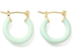 Paire De Boucles D'oreilles Créoles émaillées - Vert D'eau - 20 Mm