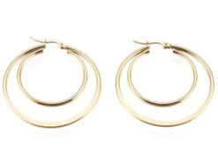 Paire De Boucles D'oreilles Double Créoles - Acier Inoxydable - 45 Mm