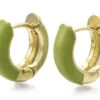 Paire De Boucles D'oreilles Huggie - Émaillé Et Doré à L'or Fin - Vert