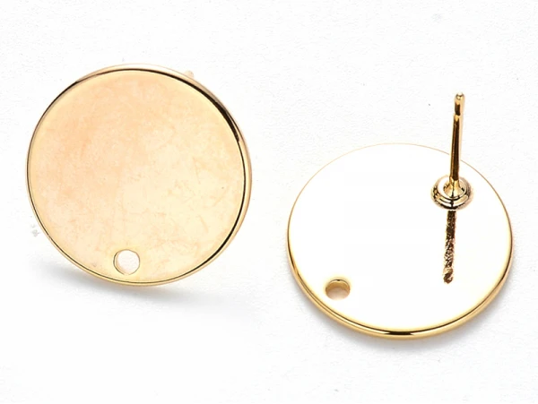 Paire De Boucles D'oreilles Puces 18K - Doré à L'or Fin - 15 Mm – Image 2