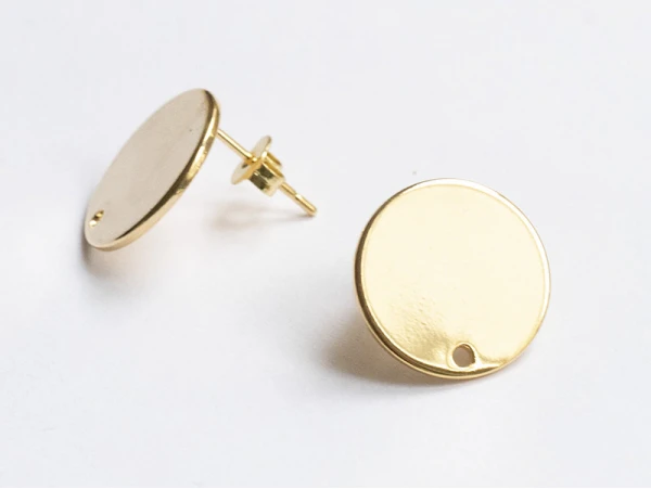 Paire De Boucles D'oreilles Puces 18K - Doré à L'or Fin - 15 Mm – Image 3