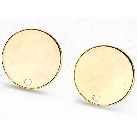 Paire De Boucles D'oreilles Puces 18K - Doré à L'or Fin - 15 Mm – Image 5