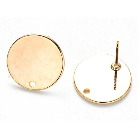 Paire De Boucles D'oreilles Puces 18K - Doré à L'or Fin - 15 Mm – Image 6