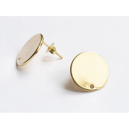 Paire De Boucles D'oreilles Puces 18K - Doré à L'or Fin - 15 Mm – Image 7