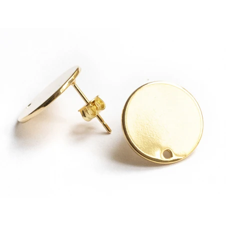 Paire De Boucles D'oreilles Puces 18K - Doré à L'or Fin - 15 Mm – Image 8