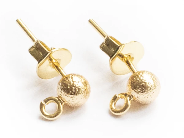 Paire De Boucles D'oreilles Puces Petites Boules 18K - Doré à L'or Fin – Image 4
