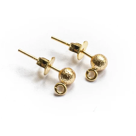 Paire De Boucles D'oreilles Puces Petites Boules 18K - Doré à L'or Fin – Image 5