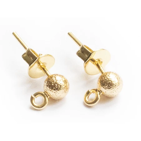 Paire De Boucles D'oreilles Puces Petites Boules 18K - Doré à L'or Fin – Image 8