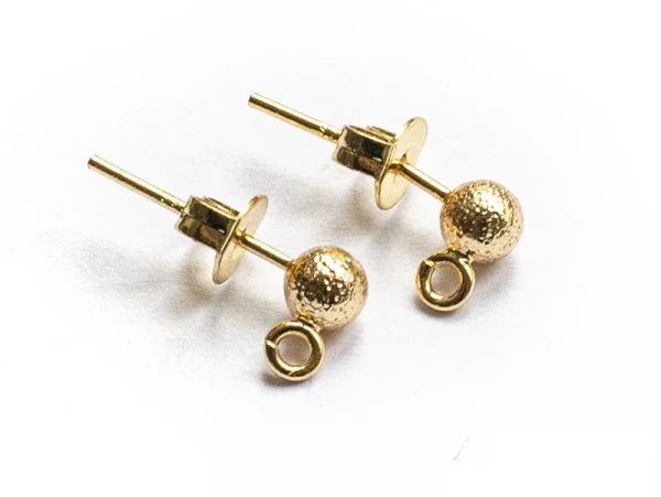 Paire De Boucles D'oreilles Puces Petites Boules 18K - Doré à L'or Fin