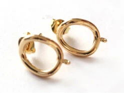 Paire De Boulcles D'oreilles Cercle - Doré à L'or Fin 18K - 13 Mm