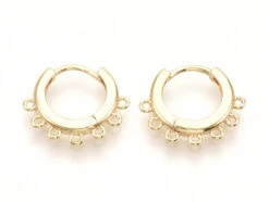 Paire De Créoles Avec Boucle Huggie - Doré à L'or Fin 18k - 18,5 X 16 X 2,5 Mm