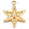 Pendentif étoile Avec Strass - Doré à L'or Fin 14K - 15 X 11 Mm