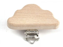 Pince Clip Accroche Tétine Pour Bébé - Bois Clair - Nuage