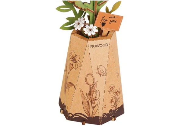 Plante En Bois Puzzle 3D - Fleur De Lys Rose - Robotime – Image 3