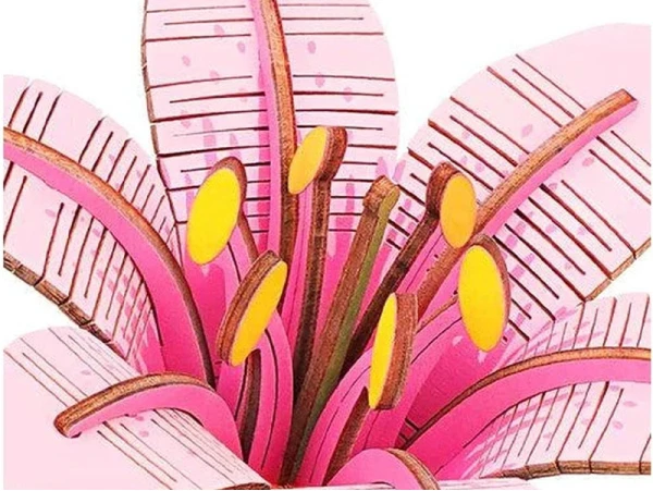 Plante En Bois Puzzle 3D - Fleur De Lys Rose - Robotime – Image 4