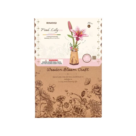 Plante En Bois Puzzle 3D - Fleur De Lys Rose - Robotime – Image 6