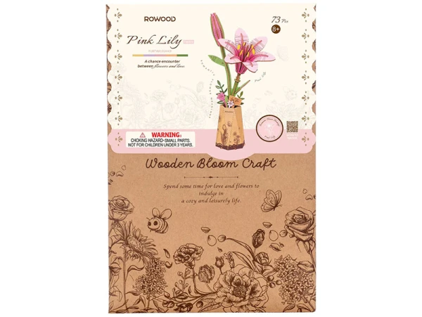 Plante En Bois Puzzle 3D - Fleur De Lys Rose - Robotime