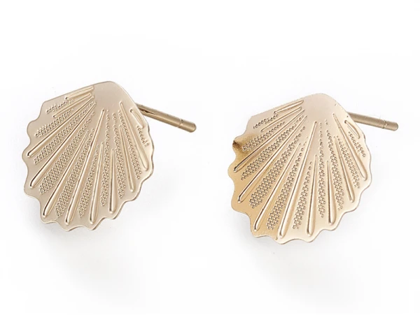 Puce D'oreille Coquillage Filigrane En Laiton Avec Anneau - Laiton Doré à L'or Fin 24K – Image 3