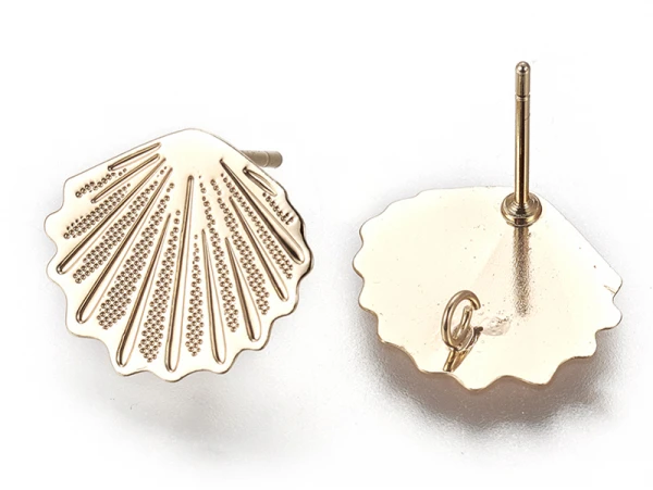 Puce D'oreille Coquillage Filigrane En Laiton Avec Anneau - Laiton Doré à L'or Fin 24K – Image 4