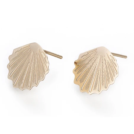 Puce D'oreille Coquillage Filigrane En Laiton Avec Anneau - Laiton Doré à L'or Fin 24K – Image 9