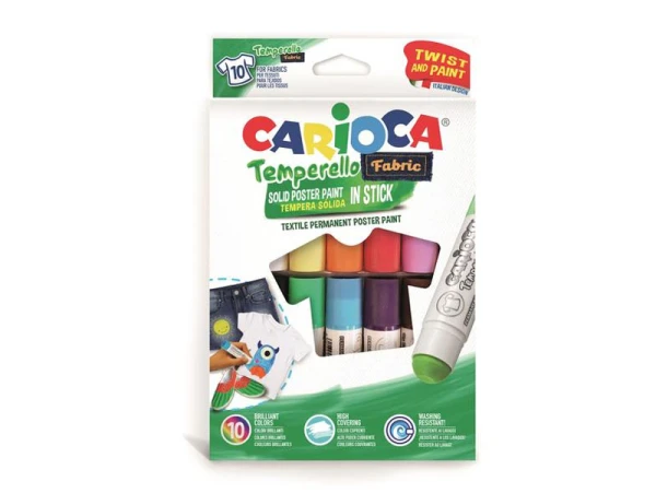 CARIOCA Set De 10 Feutres Stick Pour Tissus - Brillant