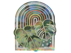 Sticker Suncatcher Monstera Et Arc-en-ciel - 9 X 11 Cm