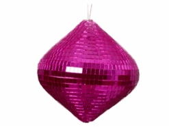 Suspension De Noël Losange à Facettes - Rose Fuchsia 13 Cm